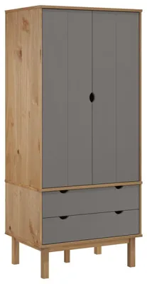 Obrázok produktu pre vidaXL Šatníková skriňa OTTA Brown&Grey 76,5x53x172 cm Masívne borovicové drevo
