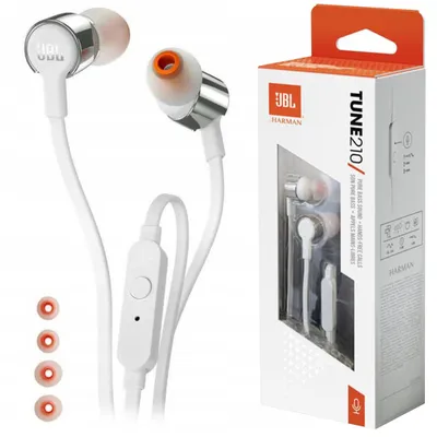 Zdjęcie produktu dla JBL Tune 210, Przewodowa, 20 - 20000 Hz, Połączenia/Muzyka/Sport/Codzienność, 80 g, Zestaw słuchawkowy, Szary