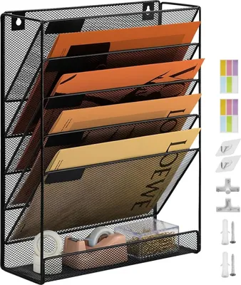 Produktbild von 6-Tier Wandhalterung für Zeitschriften A4 Dokumentenorganisator - Schwarz