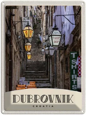 Produktbild von vianmo Blechschild 40x30 cm Debrovnik Kroatien Architektur Bildmotiv Reisemotiv Abenteuer Reisen Straße Stadt Urlaub