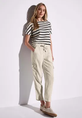 Produktbild von Street One Leinenhose 'Leinenhose Style Bonny', A378741, moonstone sand, Gr. 36 x 28