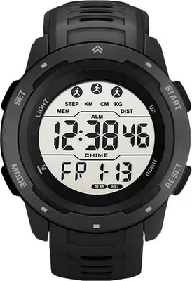 Image de Montre numérique multifonctionnelle de sport pour hommes, étanche, lumineuse, grand écran, montre de randonnée en plein air (avec batterie intégrée), noir