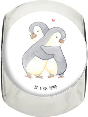 Produktbild von Mr. & Mrs. Panda Kaffeedose Pinguine Kuscheln XL 2000ml - Weiß - Geschenk, Mitbringsel, Valentinstag, Bonboniere, Hochzeitstag, für Frauen, Freund, Freundin, Bonbonglas