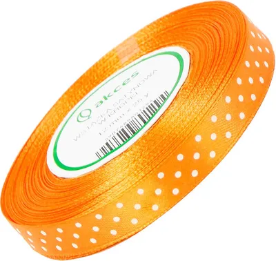 Produktbild von Orangefarbenes Satinband mit weißen Punkten 12mm 23m