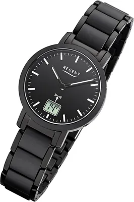 Produktbild von Regent Funkwerk Armband-Uhr Damen FR-266 Metall Uhr schwarz Funkuhr URFR266