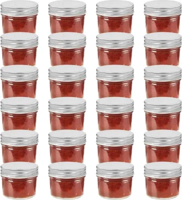 Produktbild von Möbel Marmeladengläser mit Silbernen Deckeln 24 Stk. 110 ml - Marmeladengläser &6033