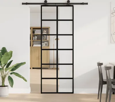 Immagine prodotto di Porta Scorrevole con Ferramenta 76x205cm Vetro ESG Alluminio