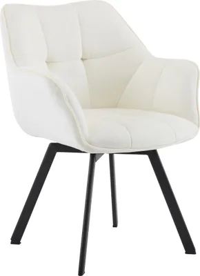 Produktbild von Esszimmerstuhl MATOR - Samt Creme 60x59x81 cm | Essstühle Esszimmerstühle Küchenstühle Wohnzimmerstühle