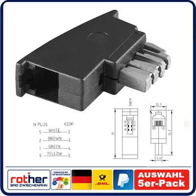 Produktbild von Telefon-Adapter TAE N-Stecker > RJ11 (6P4C) Kupplung (5er Pack)