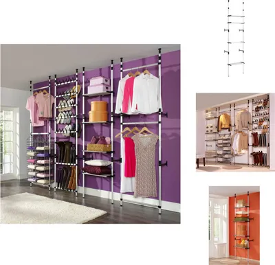 Image de vidaXL Vestiaire télescopique avec étagères Aluminium - Armoires à vêtements