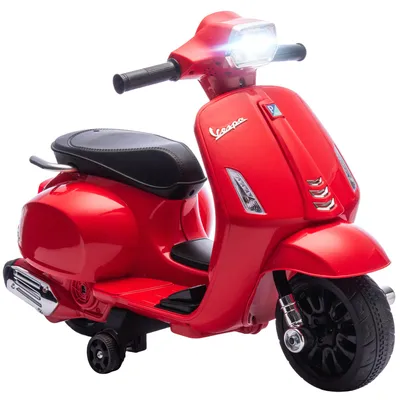 Immagine prodotto di AIYAPLAY Moto Elettrica per Bambini Licenza Vespa, Batteria Ricaricabile 6V, Rotelle e Luci, Etš€ 2-4 Anni, Rosso