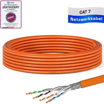 Produktbild von hb-digital CAT 7 Kabel 10m Installationskabel max. 1000 MHz S/FTP AWG23 LSZH orange