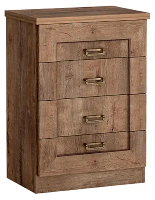 Obrázek produktu pro Komoda LEIKANGER - Tmavě hnědá barva - Kovové úchytky - Zásuvky - Rozměry: 63 x 90 x 44 cm