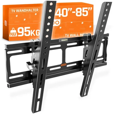 Immagine prodotto di Supporto a parete per TV RICOO R09, per televisori da 40-85 pollici, supporto TV a parete, design slim fino a 95 kg, compatibile VESA 200x200 - VESA 400x400, inclinabile, adatto anche per televisori da 43, 55, 75 e 65 pollici
