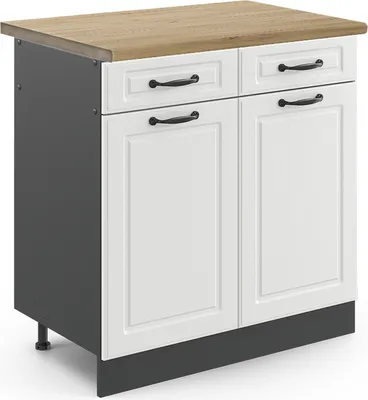 Produktbild von Küchenunterschrank Vicco R-Line Weiß Landhaus 80 cm , AP Eiche, Model 46472