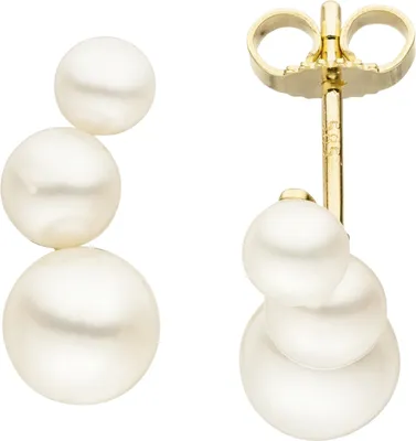 Produktbild von Ohrstecker 585 Gold Gelbgold 6 Süßwasser Perlen Ohrringe Perlenohrringe