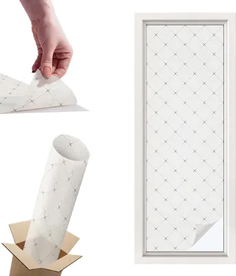 Obrázek produktu pro Vitrážová fólie na okna - 146x50 cm - Vitrážová fólie na okna, dekorativní a neprůhledná - Samolepicí skleněná dekorativní fólie s vitrážovým vzorem - UV ochrana, snadná instalace, dekorace oken - Geometrická mřížka