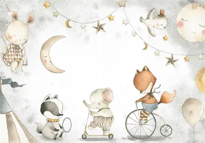 Produktbild von Fototapete Tiere Sterne Mond - 416x254 cm - Vliestapete Kinderzimmer - Vlies Fototapete Beige - 16022VEXXXL