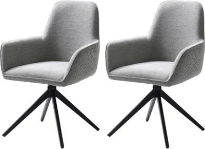 Produktbild von CasaDolce Esszimmerstuhl MATENA, 2er-Set, grau, 62x64x90 cm, gepolstert, 180° drehbare Drehplatte im Fuß, Metallbeine