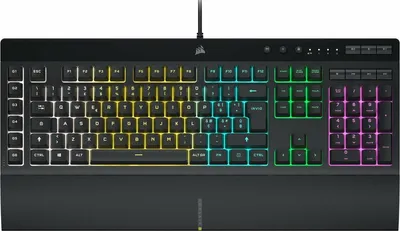 Immagine prodotto di Corsair K55 RGB PRO, dimensioni complete (100%), cablato, USB, QWERTY, LED RGB, nero