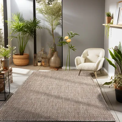 Zdjęcie produktu dla Dywan wewnętrzny i zewnętrzny vintage, wodoodporny, płasko tkany, na taras, balkon i do ogrodu zimowego, Rozmiar: 120 x 170 cm, Kolor: Beżowy-3