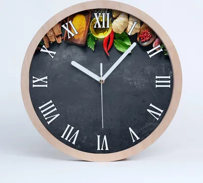 Produktbild von Holzuhr 25fi cm wanduhr - weiße Spitzen - Kräuter und Gewürze