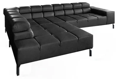 Produktbild von KAWOLA Sofa NELSON Ecksofa Leder schwarz Recamiere links