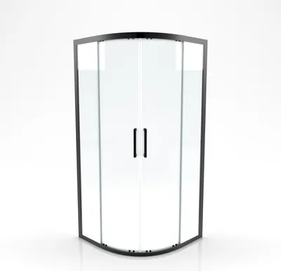 Image de Porte de douche quart de cercle 90x90x200cm - PROFILE NOIR MAT - verre trempé 6mm