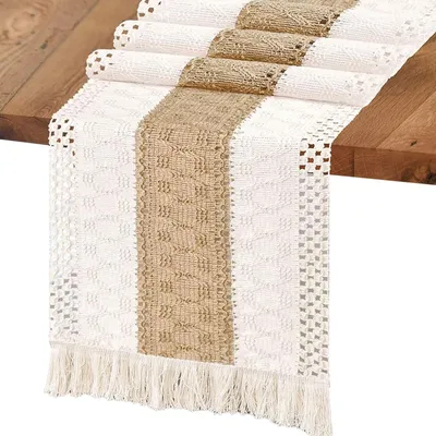 Produktbild von Tischläufer - Baumwoll-Leinen-Mischgewebe - Boho-Design - 30 x 140 cm