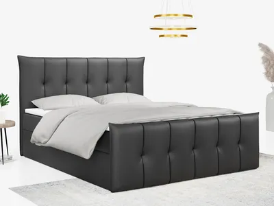 Produktbild von Boxspringbett, mit Fußteil, 2 Bettkästen - PREMIUM-11 - 160x200cm - Dunkelgrau - H3