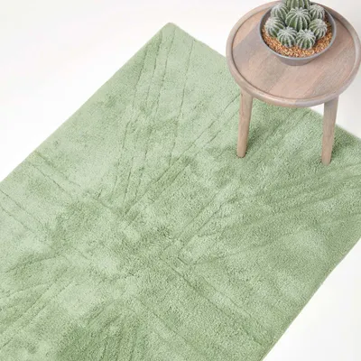 Produktbild von HOMESCAPES Kurzflor Teppich Union Jack uni Britishe Flagge lindgrün 90 x 150 cm