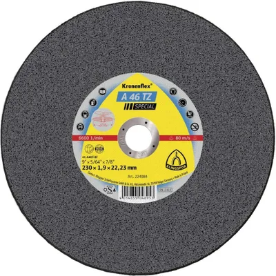 A close-up, centered image of a cutting disc with product information and branding visible.