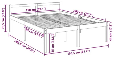 Produktbild von vidaXL Seniorenbett Weiß 150x200 cm Massivholz Kiefer