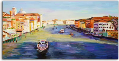 Produktbild von Coloray Spritzschutz aus Glas 120x60  Wandkunst Küchenrückwand Venedig Italien Stadt Wasser boote