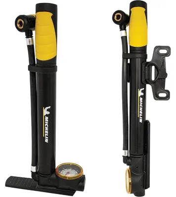 Image de Mini-pompe à vélo avec manomètre 2 en 1 ALU MICHELIN 8 bars (120 PSI)