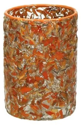 Obrázek produktu pro Skleněná lucerna Pomax Margha, oranžová, průměr 10 cm, výška 13 cm