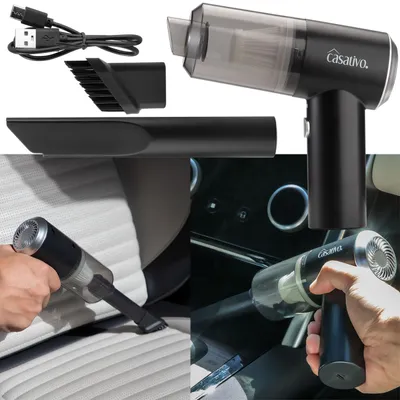 Produktbild von Kompakter Akku-Handstaubsauger mit LED-Leuchte, leistungsstarkem HEPA-Filter & 3 kPa Saugkraft, schwarz – ideal für Auto, Haushalt