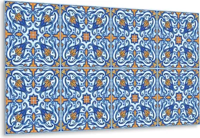 Produktbild von Tapetenaufkleber Fliesen Küche Bad Wasserdicht – Wandaufkleber, Traditionelle Verzierung - 100 cm x 50 cm