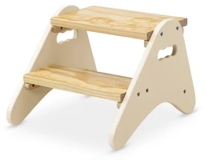 Holztritt mit 2 Stufen, cremeweiß, 33x37x28 cm, für Kinder ab 2 Jahren