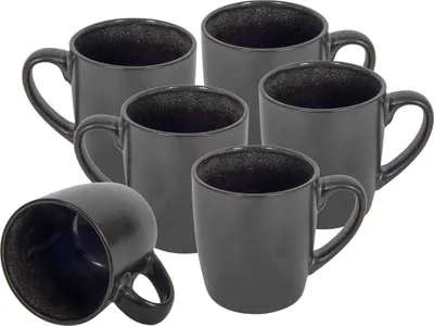 Image de Tasse à café en porcelaine 350ml - set de 6 - couleur : nouveau noir (new black)