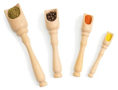 Image de Cuillère à épices avec poignée 4 pièces - ensemble | Cuillères de cuisine pour épices | Mesures de cuisine avec poignée | Accessoires de dosage