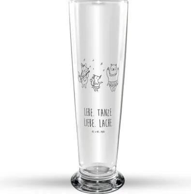 Produktbild von Mr. & Mrs. Panda Bierglas Waldtiere Aloha - Transparent - Geschenk, Musik, Wald, Lustige Sprüche, Bier Glas, Bierbecher, Glasbecher, Trinkglas, Igel, Glasbierglas, Bär