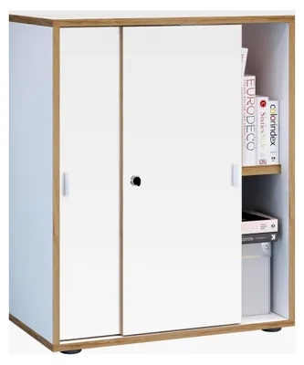 Produktbild von Aktenschrank abschließbar mit Schiebetüren, 2 Fächer, höhenverstellbar, H. 74 x B. 60 x T. 37 cm
