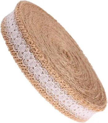 Immagine prodotto di Nastro di juta con pizzo, larghezza 10 m, 25 cm, decorazione naturale