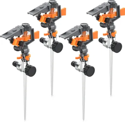 Produktbild von Brandson 4x Kreisregner Intervall-Sprinkler, Rasensprenger mit Pulsation, 360° Impulsregner, für Flächen bis 200 m², (1-St), Rasensprinkler, 7m Reichweite, Flächen bis 200 m², Gardena kompatibel