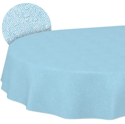 Tischdecke 140x160cm Oval Hellblau DanceDirty abwaschbar Leinenoptik wetterfest Falschuni, Hauptbild