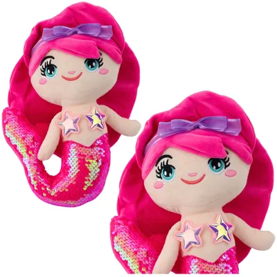 Produktbild von Lean Plüsch Meerjungfrau Kuschelschwanz Aus Pailletten Intensives Rosa 28Cm