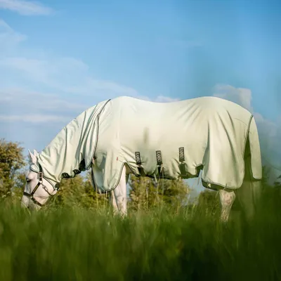 Image de Horseware Ireland couverture anti-mouches Rambo Hoody XL Green/Sage, Beige & Green 155 (6'9)