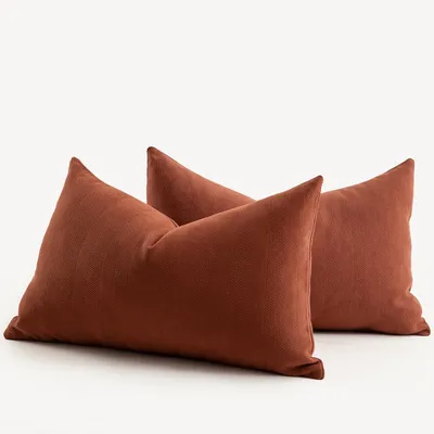 Obrázek produktu pro Sada dvou povlaků na polštáře, rozměr 40x80 cm, barva: rezavá, materiál: měkká tkanina typu chenille, dekorativní polštáře, povlaky na polštáře