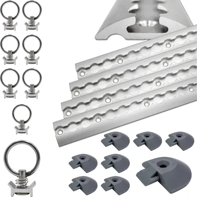 Produktbild von Airlineschiene halbrund Aluminium 1,5 m, 4er Set - silber eloxiert inkl. 8 Zurrösen & 8 Endkappen